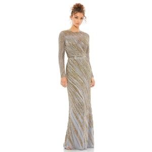 MAC DUGGAL LONG SLEEVE BEADED COLUMN GOWN SIZE 6